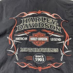 Harley Davidson Shirt Men 2XL Black LS Button Down Motorcycle Biker Embroidered